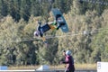 Wakeboarding Randow brothers making tricks and filming each other Royalty Free Stock Photo