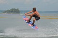 Wakeboarding Shirt Less Guy Royalty Free Stock Photo