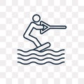 Wakeboarding vector icon isolated on transparent background, lin