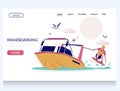 Wakeboarding vector website landing page design template