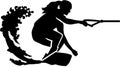 Wakeboarding woman silhouette Royalty Free Stock Photo