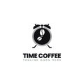Waker time coffe logo with timer in the morning Royalty Free Stock Photo