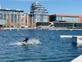 WakeUp Docklands is LondonÃ¢â¬â¢s first and only Cable Wake Park and Stand Up Paddleboard venue Royalty Free Stock Photo