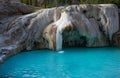 Garam Chashma,Wakhan Valley,Tajikistan:Boiling water from a hot spring. Hot spring in Wakhan Valley,Tajikistan. Texture of stones Royalty Free Stock Photo