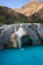 Garam Chashma,Wakhan Valley,Tajikistan:Boiling water from a hot spring. Hot spring in Wakhan Valley,Tajikistan. Texture of stones Royalty Free Stock Photo