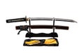 Wakizashi Japanese sword on black stand