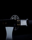 Wakizashi Sword on black background. Royalty Free Stock Photo
