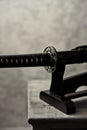 Wakizashi Sword on dark background.Close up.