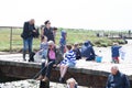 People Crabbing Crab Fishing Walberswick Norfolk Coast