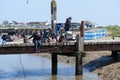 People Crabbing Crab Fishing Walberswick Norfolk Coast