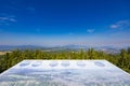 Beautiful panorama of Walbrzych mountains seen from top of viewing tower on top of Borowa Royalty Free Stock Photo
