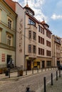 Icons painted on facade of old tenement house