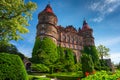 Walbrzych, Poland - September 8, 2020: Beautiful architecture of the Ksiaz Castle in Lower Silesia, Poland