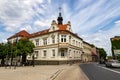 Walcz, zachodniopomorskie / Poland - May, 24, 2019: The market of a small town in West Pomerania. Old tenements at the streets of