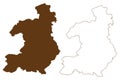 Waldeck-Frankenberg district Federal Republic of Germany, rural district Kassel region, State of Hessen, Hesse, Hessia map
