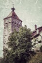 Waldenburg, Germany, castle tower in vintage look