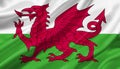 Wales flag waving with the wind, 3D illustration.