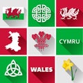 Wales Flat Icon Set