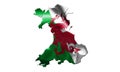 Wales National Flag With Country Name On It 3D illustration