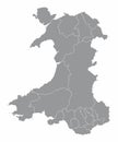Wales regions map Royalty Free Stock Photo