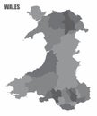 Wales regions map Royalty Free Stock Photo