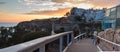 Walk above the Dana Point Harbor at sunset Royalty Free Stock Photo