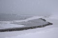 Walk along the beach during a snowstorm in Iceland Royalty Free Stock Photo