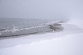 Walk along the beach during a snowstorm in Iceland Royalty Free Stock Photo