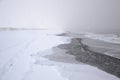 Walk along the beach during a snowstorm in Iceland Royalty Free Stock Photo