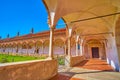 Medieval covered gallery of Grand Cloister  in Certosa di Pavia Monastery, Italy Royalty Free Stock Photo