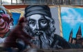 Gutenberg graffiti painted wall in Mainz Germany