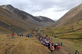 Walk back at Quyllurit'i inca festival in the peruvian andes near ausangate mountain.