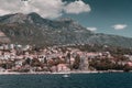 Walk on a beautiful yacht in the Bay of Kotor on the Adriatic Sea. Montenegro. Royalty Free Stock Photo