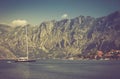 Walk on a beautiful yacht in Mediterranean sea. Montenegro. Royalty Free Stock Photo