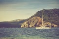 Walk on a beautiful yacht in Mediterranean sea. Montenegro. Royalty Free Stock Photo