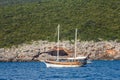 Walk on a beautiful yacht in summertime. Montenegro. Royalty Free Stock Photo