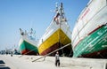 Walk through big traditional ships, Sunda Kelapa Jakarta-Indonesia Royalty Free Stock Photo