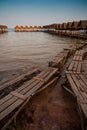 Walk boards on dam in Thailand