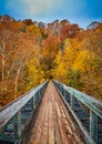 Walk Bridge with Fall Leaves Royalty Free Stock Photo