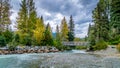 Walk Bridge over the Turquoise Waters of Fitzsimmons Creek at the Village of Whistler