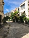 A walk through the city center of Paris, famous district of Montmartre