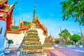 The large courtyard of Wat Pho complex in Bangkok, Thailand