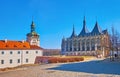 St Barbara Cathedral and tower of Central Bohemian Gallery, Kutna Hora, Czech Republic Royalty Free Stock Photo