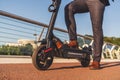 Walk on an electric scooter Royalty Free Stock Photo