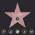 Walk of fame star with emblems symbolize five categories. Vector set Royalty Free Stock Photo