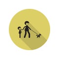 walk father with the child and with the dog long shadow icon. Simple glyph, flat vector of FAMILY icons for ui and ux, website or Royalty Free Stock Photo