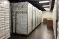 walk-in freezer filled with boxes of frozen foods, ready for shipping