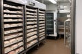 walk-in freezer filled with ice and meat, ready for delivery