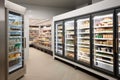 walk-in freezer with selection of frozen foods and beverages Royalty Free Stock Photo