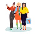 Walk with friends - modern colorful flat design style illustration